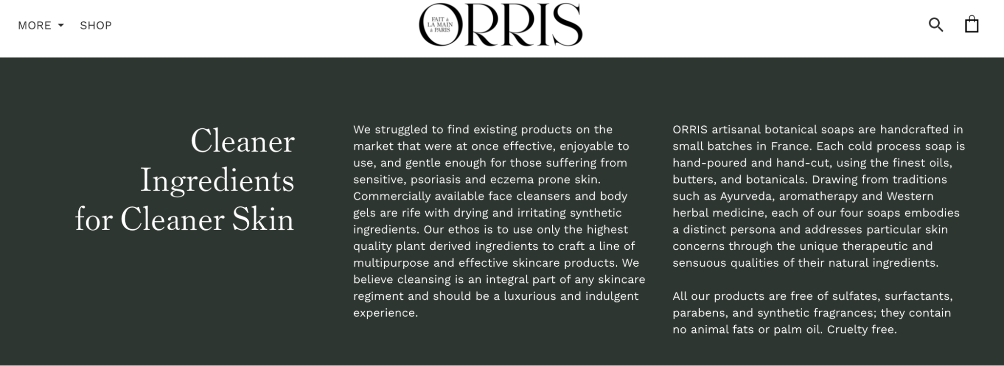A company description from the website of soap brand Orris